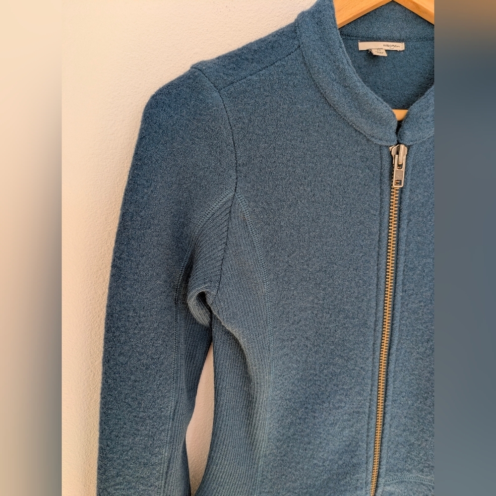 Halogen Nordstrom Women’s Petrol Peplum 100% Merino Wool Zip Up Jacket Sz XS EUC - Picture 4 of 16